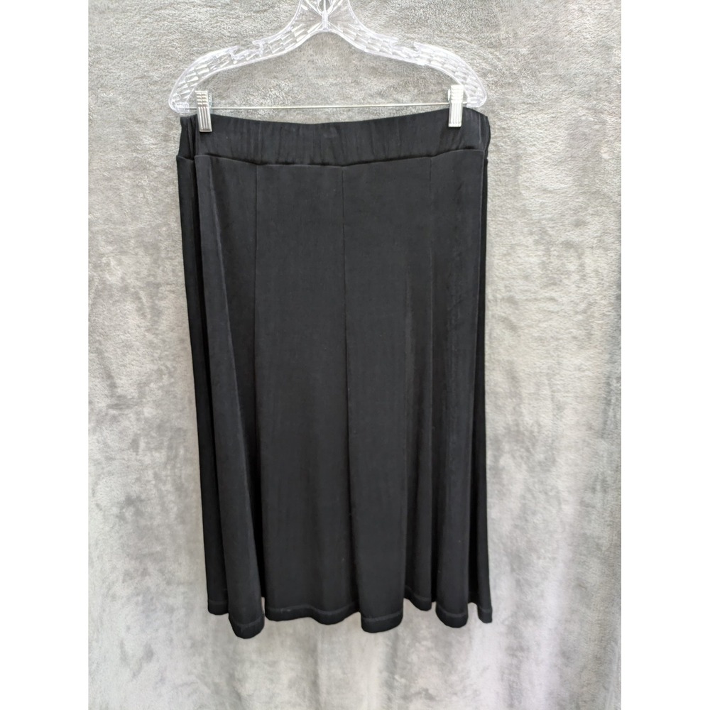 Traveler Slinky Black Skirt Petite Large Wrinkle Free Midi Office Siren Modest - Picture 3 of 6